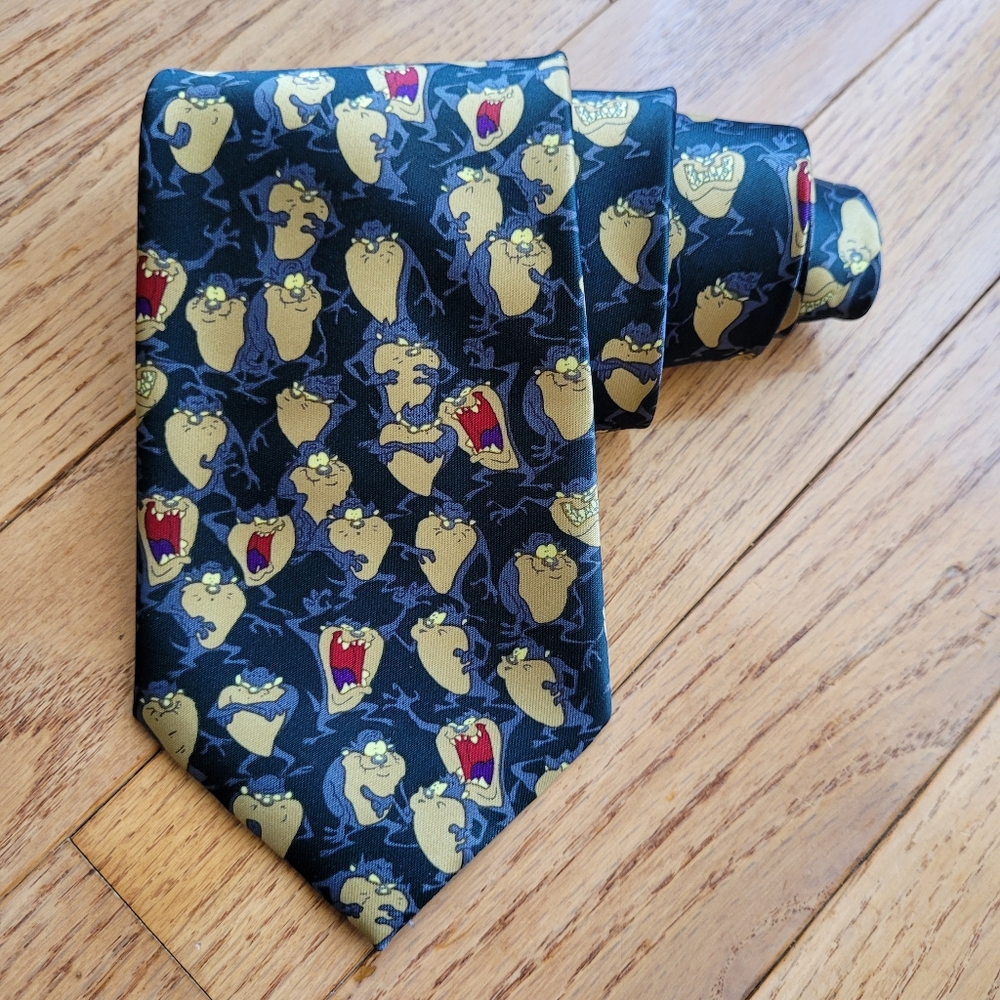 Tasmanian Devil Looney Tunes Vintage Tie Warner Bros Men's Cartoon Silk Tie Taz